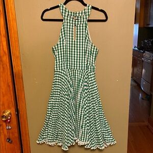 Smak Parlour Green & White Gingham Halter Dress